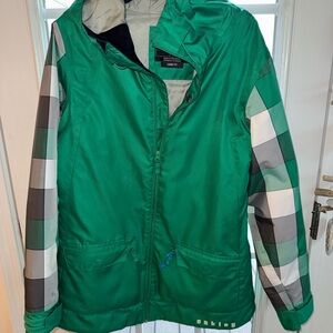 Oakley Green Plaid Sleeve Ski Jacket snowboarding large